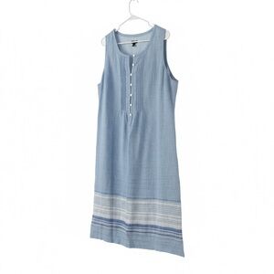 Talbots Light Blue Sleeveless Button-Front Midi Dress